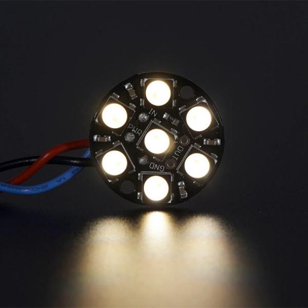 디바이스마트,LED/LCD > LED 인테리어조명 > LED 모듈,Adafruit,NeoPixel Jewel - 7 x 5050 RGBW LED w/ Integrated Drivers - Natural White - ~4500K [ada-2859],채널당 8비트 PWM으로 제어 / ~18mA의 정전류 구동 / 전원 공급 : 5VDC / 800KHz 프로토콜 사용