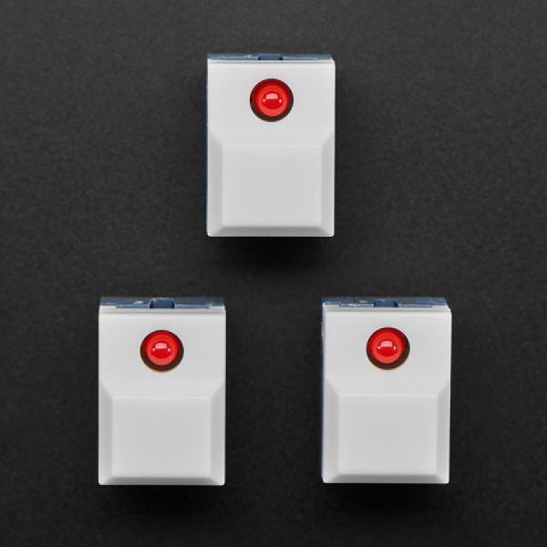디바이스마트,스위치/부저/전기부품 > 스위치 > 푸쉬버튼 스위치 > 조광형 스위치,Adafruit,Step Switch with LED - Three Pack of White with Red LED - PB86 [ada-5519],PB86 / 흰색 푸쉬 스위치 / 순간 SPDT 유형 / 4개 중 2개의 핀이 공통으로 작용 / 최대 20mA, 2.1V / LED 내장 / 17x12x14 mm