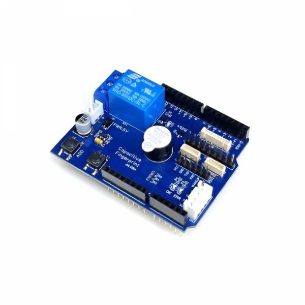 디바이스마트,MCU보드/전자키트 > 센서모듈 > 기울기/진동/충격/터치 > 지문/전도성/터치센서,한진데이타,아두이노 정전용량 지문인식 실드(P1522-4),R502 / R558 등의 지문인식센서를 연결하여 테스트할 수 있는 실드입니다.