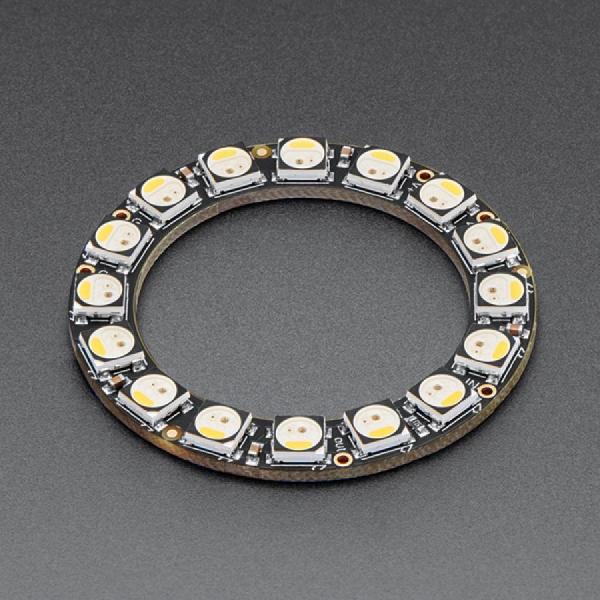 디바이스마트,LED/LCD > LED 인테리어조명 > LED 모듈,Adafruit,NeoPixel Ring - 16 x 5050 RGBW LEDs w/ Integrated Drivers - Cool White - ~6000K [ada-2856],쿨 화이트 / 16개의 초고휘도 스마트 LED NeoPixels가 1.75인치(44.5mm) 외경의 원형으로 배열 / 전원 공급 : 5VDC / 800KHz 프로토콜 사용