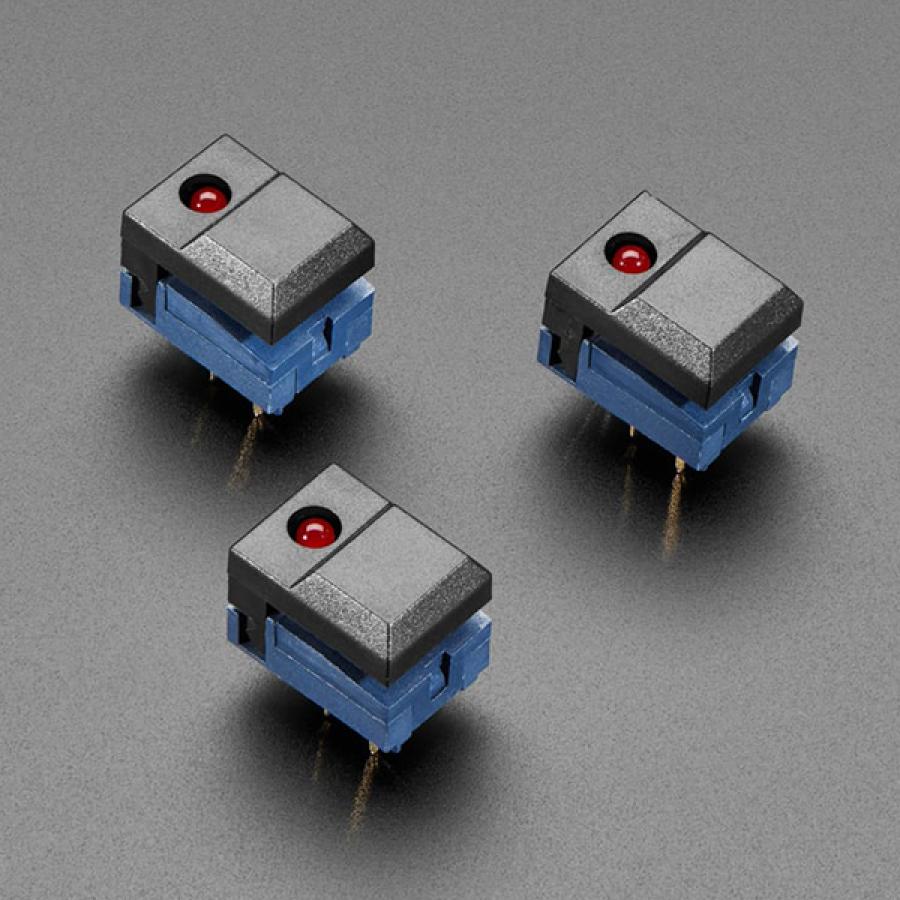 Step Switch with LED - Three Pack of Black with Red LED - PB86 [ada-5502]