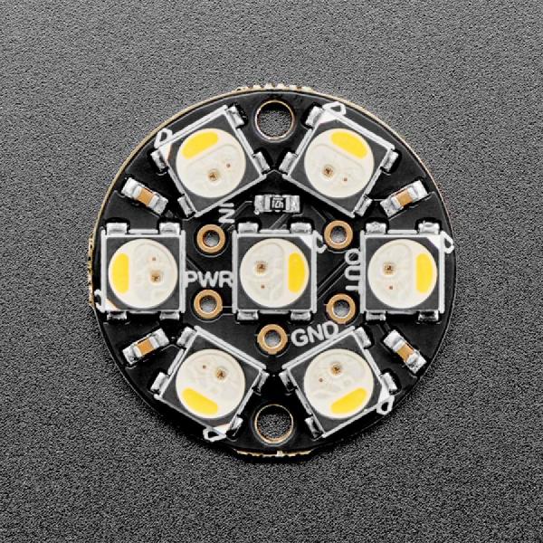 디바이스마트,LED/LCD > LED 인테리어조명 > LED 모듈,Adafruit,NeoPixel Jewel - 7 x 5050 RGBW LED w/ Integrated Drivers - Natural White - ~4500K [ada-2859],채널당 8비트 PWM으로 제어 / ~18mA의 정전류 구동 / 전원 공급 : 5VDC / 800KHz 프로토콜 사용