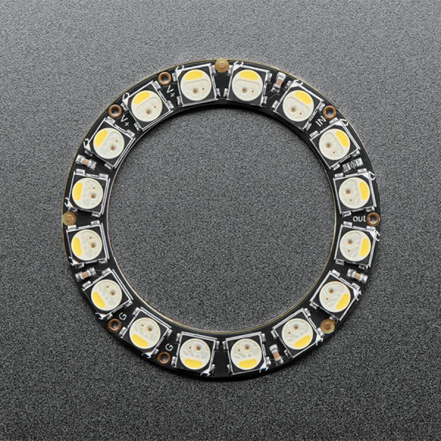 NeoPixel Ring - 16 x 5050 RGBW LEDs w/ Integrated Drivers - Cool White - ~6000K [ada-2856]