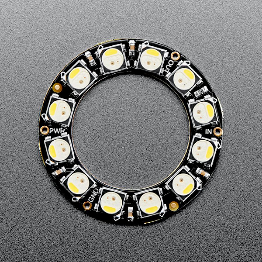 NeoPixel Ring - 12 x 5050 RGBW LEDs w/ Integrated Drivers - Cool White - ~6000K [ada-2853]