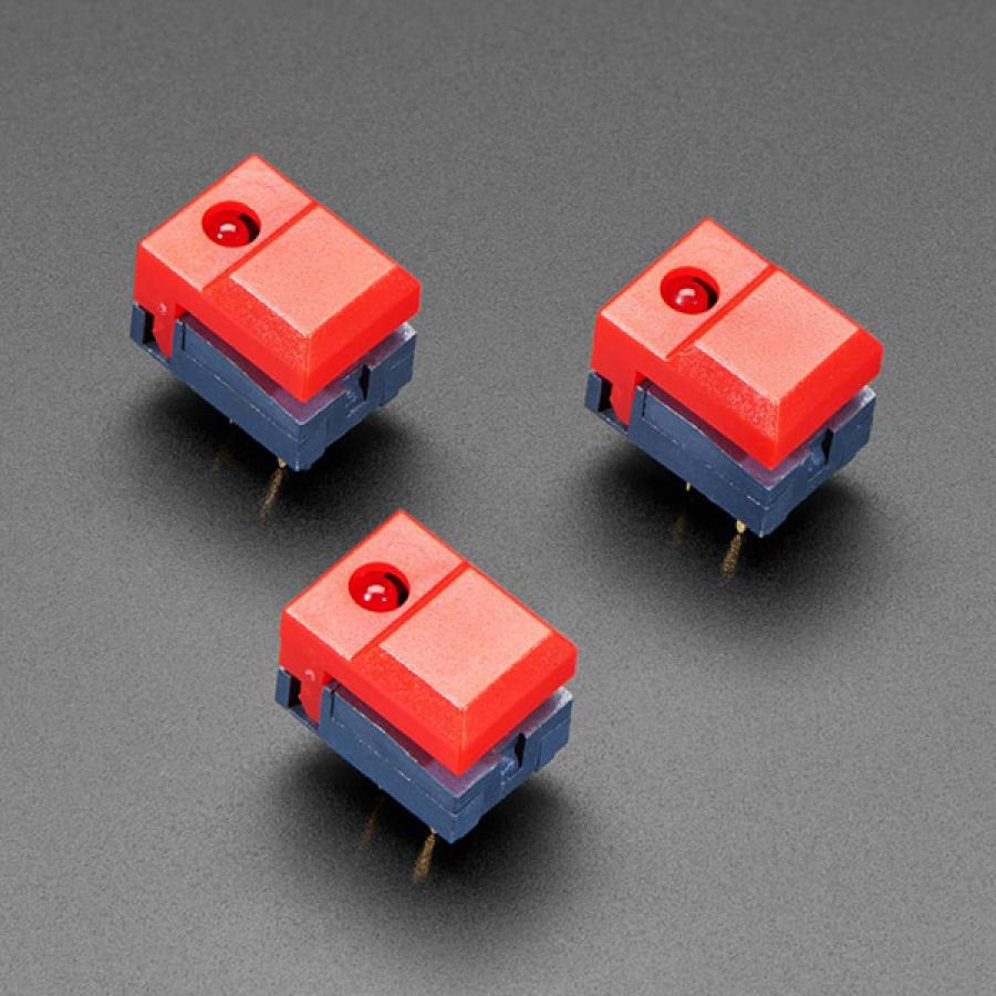 Step Switch with LED - Three Pack of Red Plastic with Red LED - PB86-A1 [ada-5499]