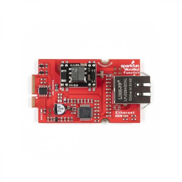 디바이스마트,MCU보드/전자키트 > 통신/네트워크 > 이더넷/PoE(Power over Ethernet),SparkFun,SparkFun MicroMod Ethernet Function Board - W5500 [COM-18708],WIZnet의 W5500 이더넷 제어 모듈과 DC/DC 컨버터 사용 / 입력 전압 : 36V ~ 57V / 출력 전압 : 5V