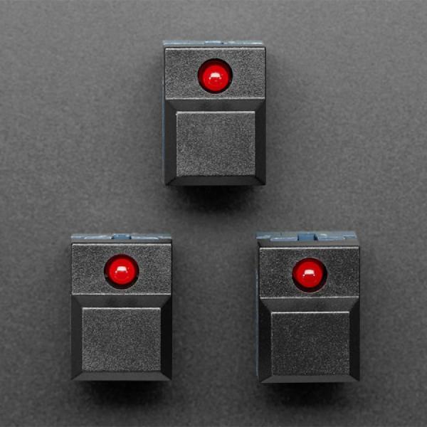 디바이스마트,스위치/부저/전기부품 > 스위치 > 푸쉬버튼 스위치 > 조광형 스위치,Adafruit,Step Switch with LED - Three Pack of Black with Red LED - PB86 [ada-5502],PB86 / 검은색 푸쉬 스위치 / 순간 SPDT 유형 / 4개 중 2개의 핀이 공통으로 작용 / 최대 20mA, 2.1V / LED 내장 / 17x12x14 mm