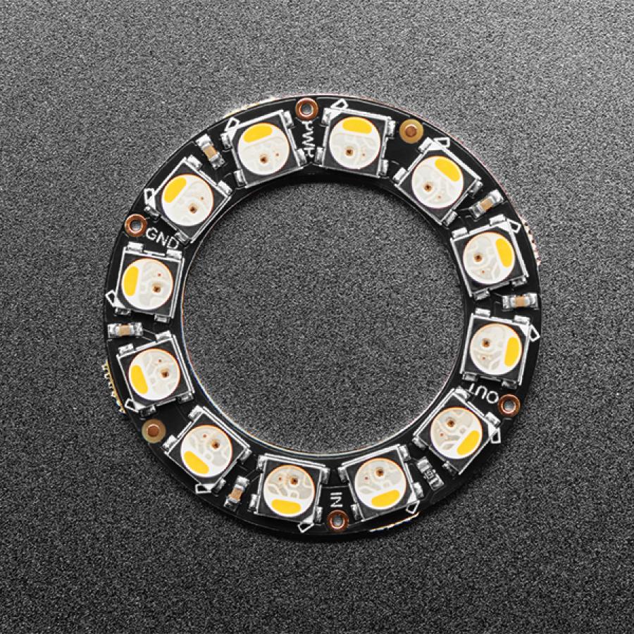 NeoPixel Ring - 12 x 5050 RGBW LEDs w/ Integrated Drivers - Warm White - ~3000K [ada-2851]