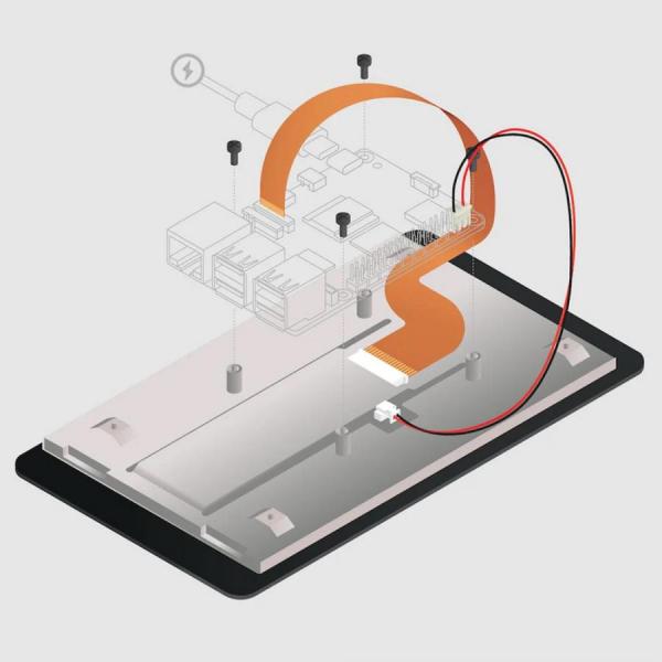 디바이스마트,오픈소스/코딩교육 > 라즈베리파이 > 라즈베리파이 디스플레이,라즈베리파이,라즈베리파이 공식 7인치 터치 디스플레이 2 (Raspberry Pi Touch Display 2),라즈베리파이 재단 공식 출시 2번째 7인치(720x1280) 터치 디스플레이 / 기존과 차이점 : 해상도(720x1280)가 높아졌고, 네이티브 세로(Portrait) 화면(OS에서 가로로 변환 가능), 컨트롤러 PCB 내장으로 얇아짐 / 라즈베리파이 1B+ 이후 전 모델 호환(제로 시리즈 제외) / 정전식 멀티터치(최대 5점) 및 온스크린 키보드 완벽 지원 / 별도 전원 불필요(파이를 통해 전원 공급) / SC1635