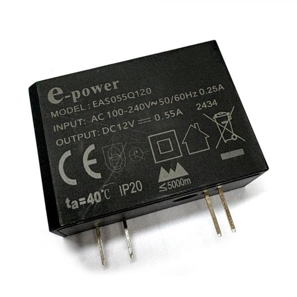 디바이스마트,전원/파워/배터리 > SMPS > On-Board 타입 > 1채널 (Single),WIZNET,EAS055Q120,This is a series of general purpose AC/DC adapters which convert 90Vac ~264Vac to a stabilized DC voltage of 12.0V with rated output current of 0.55A.