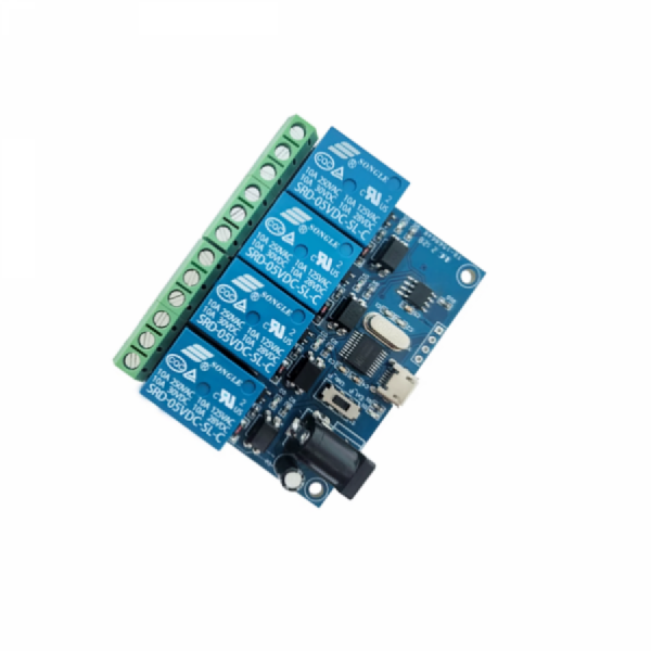 디바이스마트,MCU보드/전자키트 > 전원/신호/저장/응용 > 릴레이,(주)제이케이이엠씨,USB 가상 COM포트 내장 시리얼 릴레이 4채녈 JK-USR-4,CH340 USB to Serial 칩셋 내장 / 4채널 릴레이 모듈 / 시리얼통신