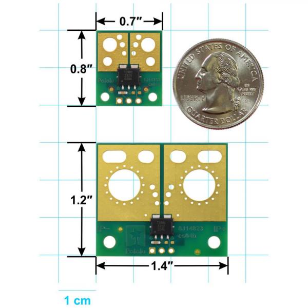 디바이스마트,MCU보드/전자키트 > 센서모듈 > 전압/전류센서,Pololu,ACS72981ELRATR-200B3 Current Sensor Large Carrier -200A to +200A, 3.3V #5281,낮은 저항(~0.2 mΩ) / 200B3 / 범위 : ±200 A (양방향) / 공급 전압 : 3.0V ~ 3.6V / 감도 @ 3.3V : 6.6mV/A / 제로포인트 @ 3.3V : 1.65V / 크기 : 1.4 x 1.2