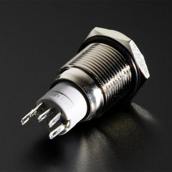 디바이스마트,스위치/부저/전기부품 > 스위치 > 푸쉬버튼 스위치 > 메탈 스위치,Adafruit,Rugged Metal Pushbutton with Blue LED Ring - 16mm Blue Momentary [ada-481],파란색 플라스틱 LED 링 / 순간 푸시 버튼 / 스위치 정격 : 3A/ 250VDC / 온도 : -20 C ~ +55 C / 램프 정격 전압 : 6V / 작동압력 : 1.5 - 2.5N