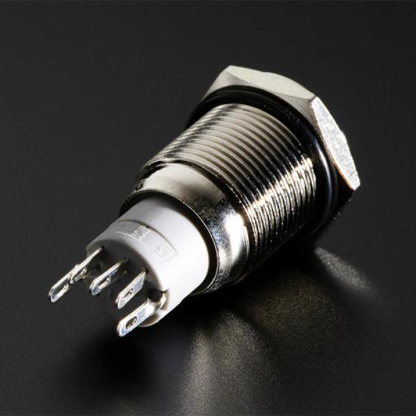 디바이스마트,스위치/부저/전기부품 > 스위치 > 푸쉬버튼 스위치 > 메탈 스위치,Adafruit,Rugged Metal Pushbutton with Green LED Ring - 16mm Green Momentary [ada-560],녹색 플라스틱 LED 링 / 순간 푸시 버튼 / 스위치 정격 : 3A/ 250VDC / 온도 : -20 C ~ +55 C / 램프 정격 전압 : 6V / 작동압력 : 1.5 - 2.5N