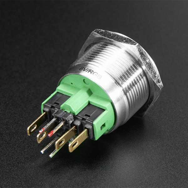디바이스마트,스위치/부저/전기부품 > 스위치 > 푸쉬버튼 스위치 > 메탈 스위치,Adafruit,Rugged Metal Pushbutton - 22mm 6V RGB Momentary [ada-3423],22mm / 풀 컬러 RGB LED 링  / 순간 푸시 버튼 / 1A / 24VDC를 넘지 않는 것이 좋습니다 / 온도: -20 C ~ +55 C / 작동 압력: 1.5 - 2.5 N / 램프 정격 전압 : 6V
