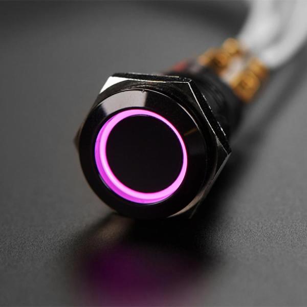 디바이스마트,스위치/부저/전기부품 > 스위치 > 푸쉬버튼 스위치 > 메탈 스위치,Adafruit,Rugged Metal Pushbutton with Black Finish - 16mm 6V RGB Latching - 16mm Black Latching [ada-4660],풀 컬러 RGB LED 링 / 블랙 마감 / 래칭 푸시 버튼 / 램프 정격 전압 : 6V