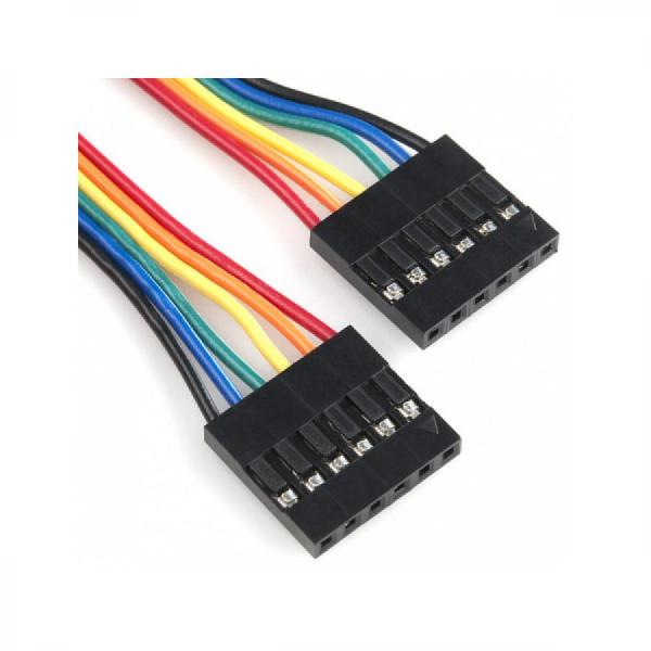 디바이스마트,케이블/전선 > 점퍼/하네스/악어/바나나 > 점퍼 와이어/케이블,SparkFun,Jumper Wire - 0.1inch, 6-pin, 6inch [PRT-10371],6개 와이어 / 양쪽 끝에 6핀 JST RE 커넥터 장착 / 길이 : 6인치