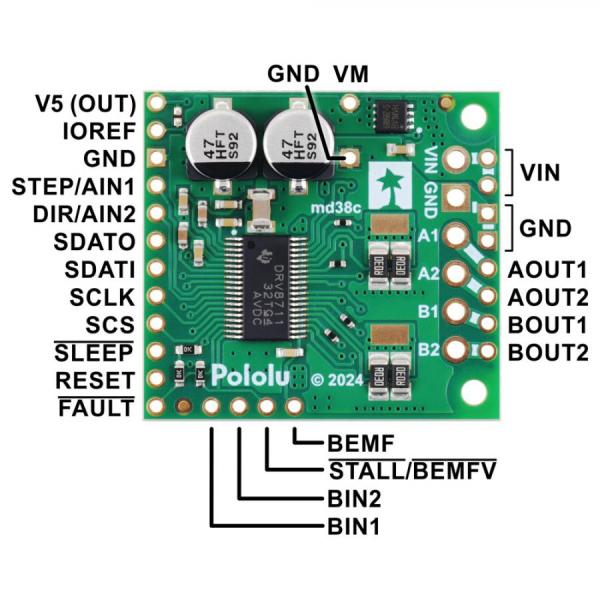 디바이스마트,기계/제어/로봇/모터 > 모터드라이버 > 스텝모터 드라이버 > 바이폴라 스텝모터 드라이버,Pololu,Pololu High-Power Stepper Motor Driver 36v8 #3731,8V ~ 50V의 광범위한 작동 전압 범위 / 추가 냉각 없이도 위상당 최대 8A 연속 공급 가능 / 역전압, 저전압 및 과전류 보호