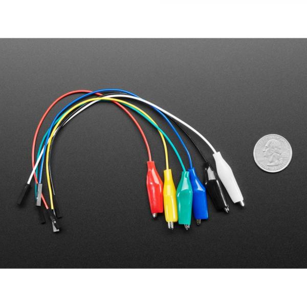 디바이스마트,케이블/전선 > 점퍼/하네스/악어/바나나 > 점퍼 와이어/케이블,Adafruit,Small Alligator Clip to Female Jumper Wire Bundle - 6 Pieces [ada-4304],6피스 세트 / 한쪽 끝은 1.25인치 악어 클립, 다른 쪽 끝은 암 점퍼 와이어 / 26 AWG
