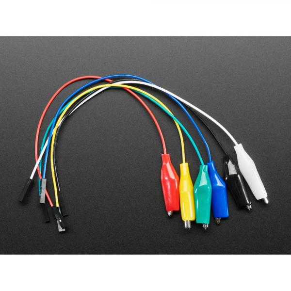 디바이스마트,케이블/전선 > 점퍼/하네스/악어/바나나 > 점퍼 와이어/케이블,Adafruit,Small Alligator Clip to Female Jumper Wire Bundle - 6 Pieces [ada-4304],6피스 세트 / 한쪽 끝은 1.25인치 악어 클립, 다른 쪽 끝은 암 점퍼 와이어 / 26 AWG