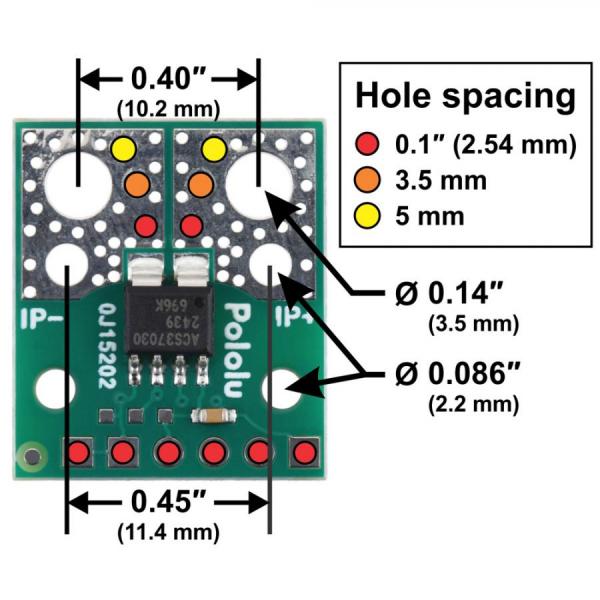디바이스마트,MCU보드/전자키트 > 센서모듈 > 전압/전류센서,Pololu,ACS37030LLZATR-065B3 Current Sensor Compact Carrier -65A to +65A, 3.3V #5232,범위 : ±65A(양방향) / 공급 전압 : 3V~3.6V / 감광도 : 20.3mV/A / 영점 : 1.65V / 크기 : 0.7 x 0.8인치 / PCB 레이어 : 2 / 작동온도 : -40°C ~ 150°C
