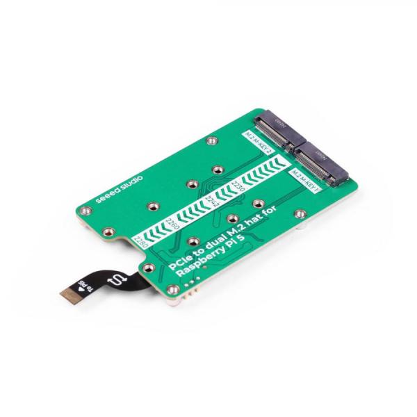 디바이스마트,오픈소스/코딩교육 > 라즈베리파이 > 라즈베리파이 확장보드/HAT,Seeedstudio,라즈베리파이5 전용 PCIe2.0 to dual M.2 HAT (NVMe SSD 및 Hailo8/8L 호환) [103110064],라즈베리파이 5 전용 / PCle 2.0 듀얼 채널 / 후면 장착형 / PCle 스위치 칩 : ASM1182E/ 최대 전력 공급 : 5V/3A