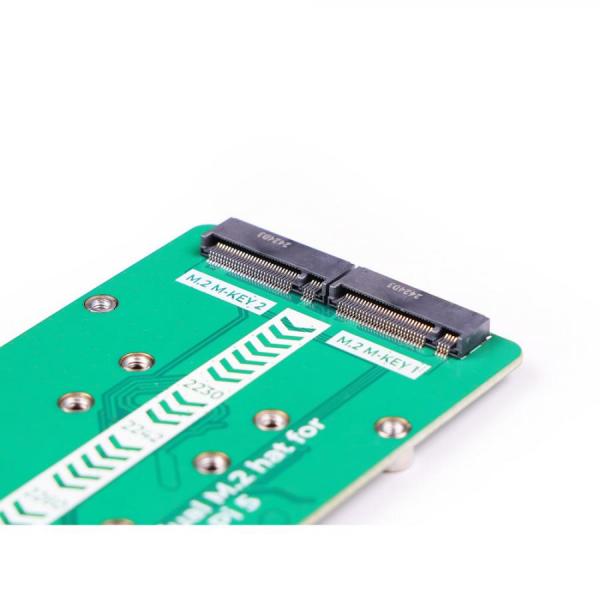 디바이스마트,오픈소스/코딩교육 > 라즈베리파이 > 라즈베리파이 확장보드/HAT,Seeedstudio,라즈베리파이5 전용 PCIe2.0 to dual M.2 HAT (NVMe SSD 및 Hailo8/8L 호환) [103110064],라즈베리파이 5 전용 / PCle 2.0 듀얼 채널 / 후면 장착형 / PCle 스위치 칩 : ASM1182E/ 최대 전력 공급 : 5V/3A