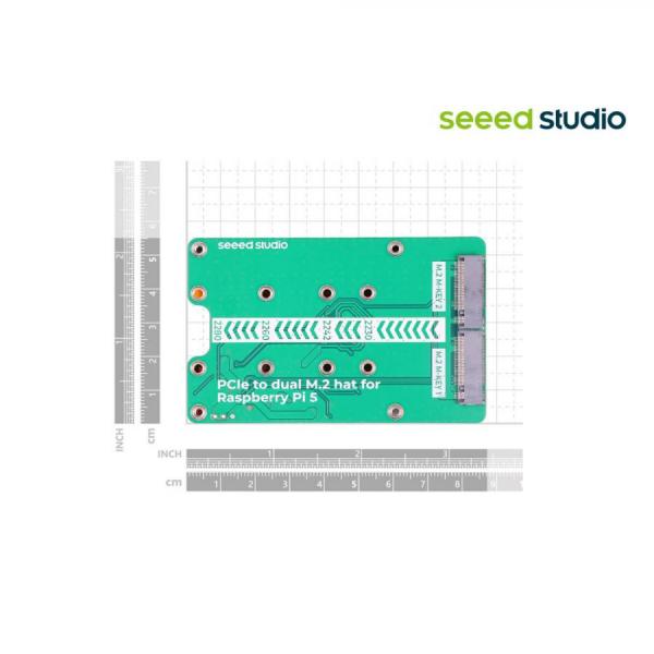 디바이스마트,오픈소스/코딩교육 > 라즈베리파이 > 라즈베리파이 확장보드/HAT,Seeedstudio,라즈베리파이5 전용 PCIe2.0 to dual M.2 HAT (NVMe SSD 및 Hailo8/8L 호환) [103110064],라즈베리파이 5 전용 / PCle 2.0 듀얼 채널 / 후면 장착형 / PCle 스위치 칩 : ASM1182E/ 최대 전력 공급 : 5V/3A