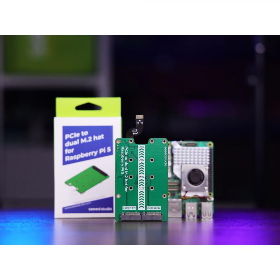 라즈베리파이5 전용 PCIe2.0 to dual M.2 HAT (NVMe SSD 및 Hailo8/8L 호환) [103110064]