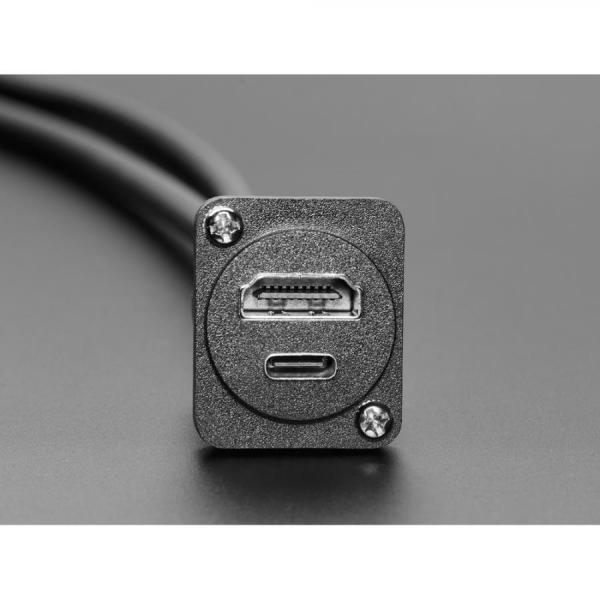디바이스마트,케이블/전선 > USB 케이블 > 패널마운트(MF) 케이블,Adafruit,Dual Panel Mount Extension Cable with HDMI / DVI and USB Type-C - 1 meter long [ada-6118],최대 16mm 두께의 패널에 쉽게 부착하도록 설계 / 길이 : 1m