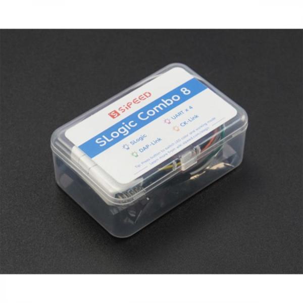 디바이스마트,MCU보드/전자키트 > 개발용 장비 > 아날라이저,DFROBOT,SLogic Combo 8 다기능 개발 도구 [FIT0956],로직 분석기, CKLink 디버거, DAT-Link 디버거, UART 모듈의 기능 통합 / 최대 80MHz의 샘플링 속도 제공 / 최대 8개의 채널 지원 / 신호 입력 범위 : 0~3.6V