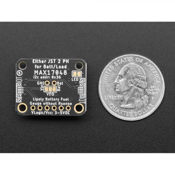 디바이스마트,MCU보드/전자키트 > 전원/신호/저장/응용 > 충전/배터리/전원,Adafruit,Adafruit MAX17048 LiPoly / LiIon Fuel Gauge and Battery Monitor - STEMMA JST PH & QT / Qwiic [ada-5580],I2C 칩 / 아두이노 우노 및 라즈베리파이 호환 / 3.3V 또는 5.0V 전원으로 작동