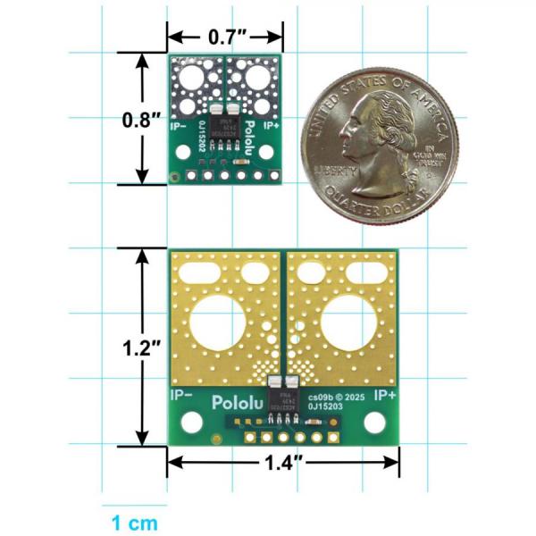 디바이스마트,MCU보드/전자키트 > 센서모듈 > 전압/전류센서,Pololu,ACS37030LLZATR-020B3 Current Sensor Compact Carrier -20A to +20A, 3.3V #5230,범위 : ±20A(양방향) / 공급 전압 : 3V~3.6V / 감광도 : 66mV/A / 영점 : 1.65V / 크기 : 0.7 x 0.8인치 / PCB 레이어 : 2 / 작동온도 : -40°C ~ 150°C
