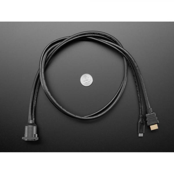 디바이스마트,케이블/전선 > USB 케이블 > 패널마운트(MF) 케이블,Adafruit,Dual Panel Mount Extension Cable with HDMI / DVI and USB Type-C - 1 meter long [ada-6118],최대 16mm 두께의 패널에 쉽게 부착하도록 설계 / 길이 : 1m