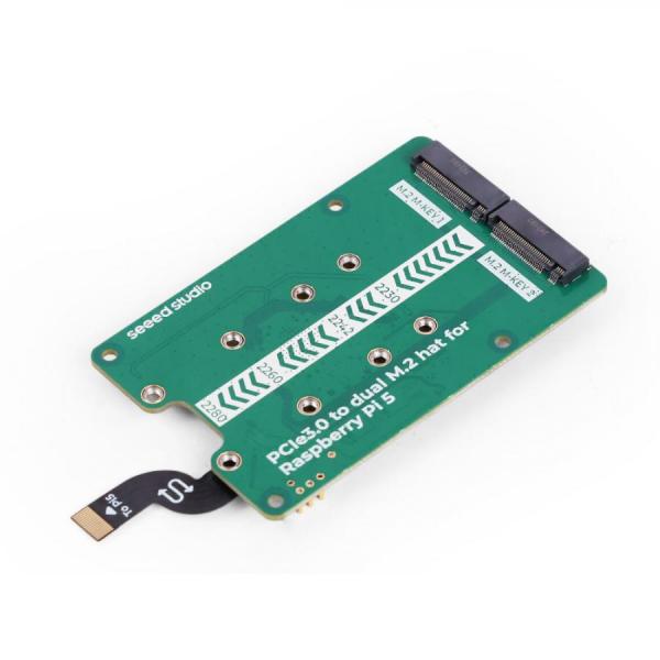 디바이스마트,오픈소스/코딩교육 > 라즈베리파이 > 라즈베리파이 확장보드/HAT,Seeedstudio,라즈베리파이5 전용 PCIe3.0 to dual M.2 hat (NVMe SSD 및 Hailo8/8L 호환) [103110065],라즈베리파이 5 전용 / PCle 3.0 듀얼 채널  / 후면 장착형 / PCle 스위치 칩 : ASM2806 / 최대 전력 공급 : 5V/3A