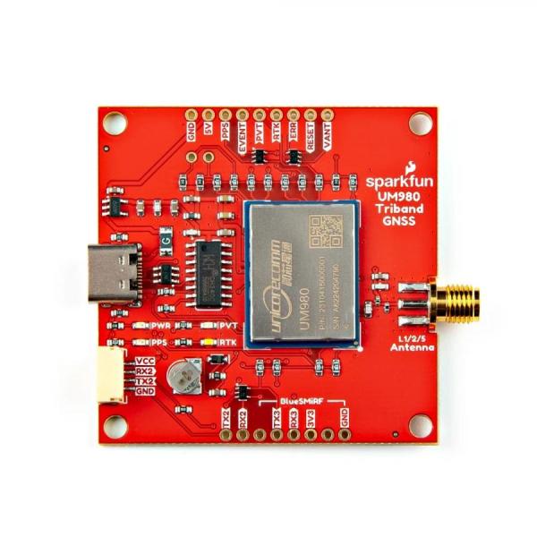 디바이스마트,MCU보드/전자키트 > 통신/네트워크 > GNSS/GPS > 정밀/고성능 GPS 모듈,SparkFun,SparkFun Triband GNSS RTK Breakout - UM980 [GPS-23286],UM980 GNSS 고정밀 RTK 위치 모듈 / Nebulas IV™ 기반의 1408채널 GNSS 수신기 / 전압 : 3.3V 또는 5V / USB 타입 C 커넥터