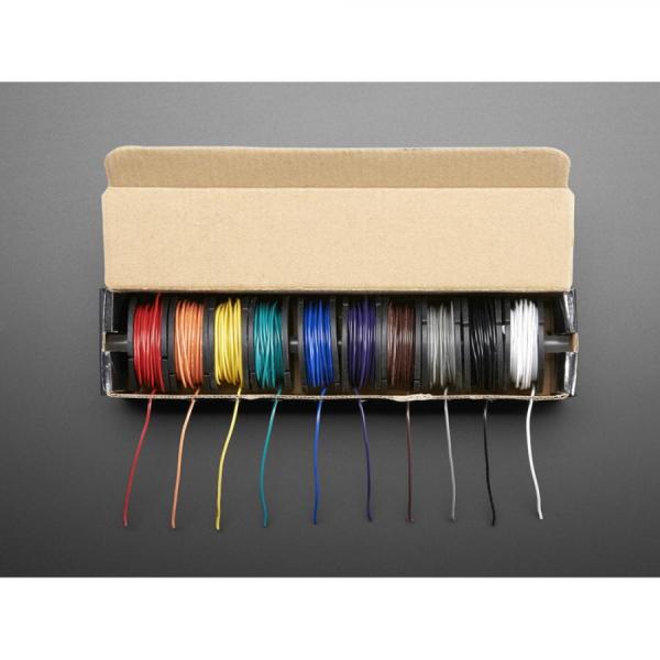 디바이스마트,케이블/전선 > FFC/FPC 케이블 > 와이어랩,Adafruit,Hook-up Wire Spool Set - 22AWG Solid Core - 10 x 25ft [ada-3174],25피트 길이의 솔리드 코어 와이어 10개로 구성 / 와이어 게이지 : 22 AWG