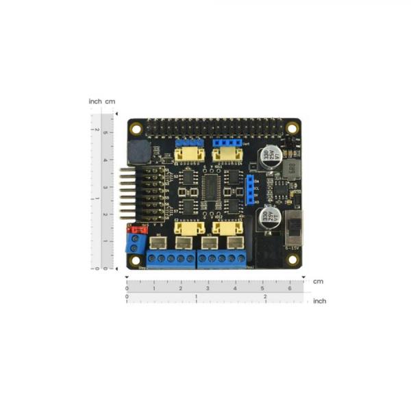 디바이스마트,오픈소스/코딩교육 > 라즈베리파이 > 라즈베리파이 확장보드/HAT,DFROBOT,라즈베리파이 모터 구동 확장 보드(Raspberry Pi 4B / 3B+ / 3B / Zero와 호환) [DRI0054],여러 모터, 스테퍼 모터 및 서보 동시 지원 / DC-DC 전압 안정화 회로 포함 / 8개 서보 동시 구동 / 12비트 해상도, 최대 1.6KHz까지 조정 가능한 PWM 주파수 / 전원공급전압 : 6 ~ 25V