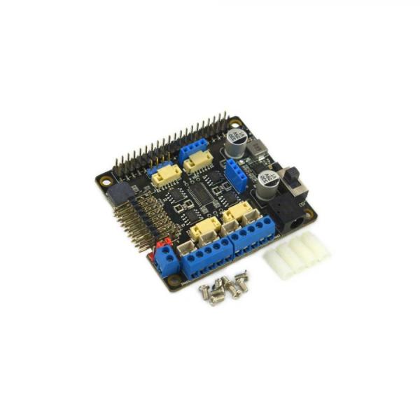 디바이스마트,오픈소스/코딩교육 > 라즈베리파이 > 라즈베리파이 확장보드/HAT,DFROBOT,라즈베리파이 모터 구동 확장 보드(Raspberry Pi 4B / 3B+ / 3B / Zero와 호환) [DRI0054],여러 모터, 스테퍼 모터 및 서보 동시 지원 / DC-DC 전압 안정화 회로 포함 / 8개 서보 동시 구동 / 12비트 해상도, 최대 1.6KHz까지 조정 가능한 PWM 주파수 / 전원공급전압 : 6 ~ 25V