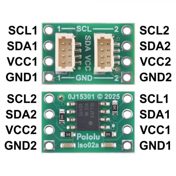 디바이스마트,MCU보드/전자키트 > 통신/네트워크 > 절연 통신,Pololu,Pololu I²C Isolator with Connectors, ISO1640 #5391,JST SH 4핀 커넥터 포함 / 두 장치 간의 전기적으로 절연된 양방향 I²C 통신 / 최대 1.7MHz의 양방향 데이터 전송을 지원하는 TI ISO1640B 기반