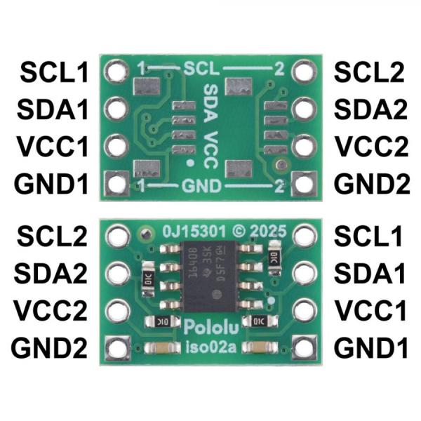 디바이스마트,MCU보드/전자키트 > 통신/네트워크 > 절연 통신,Pololu,Pololu I²C Isolator, ISO1640 #5390,커넥터 미포함 / 두 장치 간의 전기적으로 절연된 양방향 I²C 통신 / 최대 1.7MHz의 양방향 데이터 전송을 지원하는 TI ISO1640B 기반