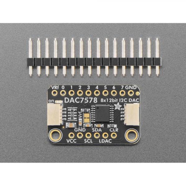디바이스마트,MCU보드/전자키트 > 전원/신호/저장/응용 > ADC/DAC,Adafruit,DAC7578 - 8 x Channel 12-bit I2C DAC - STEMMA QT / Qwiic [ada-6223],3.3V 또는 5V 전원 및 로직으로 쉽게 작동 / 12비트 DAC 8개 / 글리치 에너지: 0.15nV-s / 온도 범위: –40°C ~ +125°C