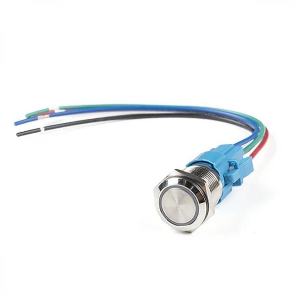 디바이스마트,스위치/부저/전기부품 > 스위치 > 푸쉬버튼 스위치 > 메탈 스위치,SparkFun,Metal Pushbutton with Wires - Momentary (16mm, Yellow) [COM-11969],노란색 LED 링 / 와이어 포함 / 16mm / 금속 푸시 버튼 / 패널 장착 순간 스위치 / 전체 길이 : 1.5인치 / IP65 방수등급 / LED : 5-12V 정격화