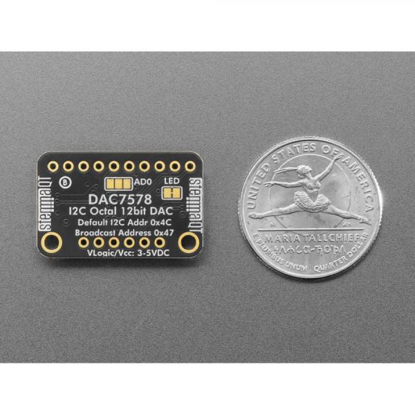 디바이스마트,MCU보드/전자키트 > 전원/신호/저장/응용 > ADC/DAC,Adafruit,DAC7578 - 8 x Channel 12-bit I2C DAC - STEMMA QT / Qwiic [ada-6223],3.3V 또는 5V 전원 및 로직으로 쉽게 작동 / 12비트 DAC 8개 / 글리치 에너지: 0.15nV-s / 온도 범위: –40°C ~ +125°C