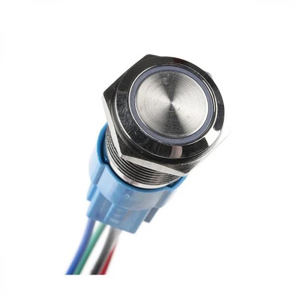 디바이스마트,스위치/부저/전기부품 > 스위치 > 푸쉬버튼 스위치 > 메탈 스위치,SparkFun,Metal Pushbutton with Wires - Momentary (16mm, Yellow) [COM-11969],노란색 LED 링 / 와이어 포함 / 16mm / 금속 푸시 버튼 / 패널 장착 순간 스위치 / 전체 길이 : 1.5인치 / IP65 방수등급 / LED : 5-12V 정격화