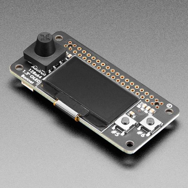 디바이스마트,오픈소스/코딩교육 > 라즈베리파이 > 라즈베리파이 확장보드/HAT,Adafruit,Adafruit 128x64 OLED Bonnet for Raspberry Pi [ada-3531],라즈베리파이 전용 / 버튼과 조이스틱이 있는 디스플레이 / OLED 디스플레이 / 대각선 길이 : 약 1.3인치 / 128x64 개별 흰색 OLED 픽셀
