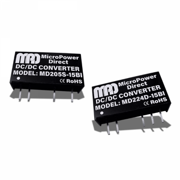 디바이스마트,전원/파워/배터리 > DC-DC 컨버터 모듈 > 정전압 모듈(실장, 절연 스위칭),MPD,DC/DC 컨버터 모듈 MD205S-05BI,2W, 5V/5V 입출력, 400mA 출력, 3k VDC Isolation, 19.65 x 7.05 x 10.16mm