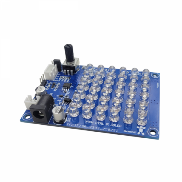디바이스마트,MCU보드/전자키트 > 디스플레이 > LED,한진데이타,0~5V/PWM/RS232C제어 적외 영상처리 IR-LED 36 광원모듈(P5600-2),36개의 850nm 적외선(IR) LED가 장착된 PWM 제어 IR-LED조명 모듈입니다.