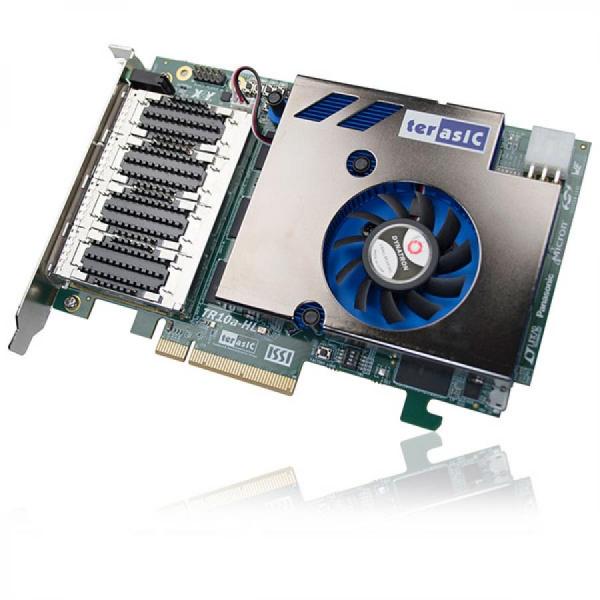 디바이스마트,MCU보드/전자키트 > 프로세서/개발보드 > FPGA,Terasic,Intel TR10a-HL Arria 10 FPGA Development Kit [P0497],TR10a-HL Arria 10 FPGA Development Kit / Arria ® 10 GX FPGA / 최대 12.5Gbps로 전송하는 통합 트랜시버를 특징으로 하며, TR10a-HL은 PCI Express 표준의 버전 3.0과 완벽하게 호환될 수 있고, 4개의 외부 40G QSFP+ 모듈에 대한 초저지연 직접 연결이 가능