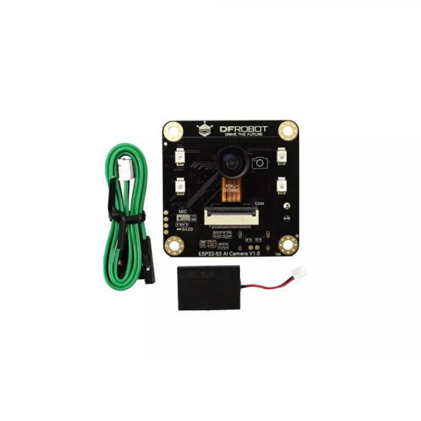 디바이스마트,MCU보드/전자키트 > 인공지능/임베디드/산업용 > 인공지능/머신러닝 > 인공지능 카메라/비젼,DFROBOT,ESP32-S3 AI 카메라 모듈(Edge 이미지 인식, 야간 투시, ChatGPT 음성 상호 작용) [DFR1154],ESP32-S3 칩 기반 / 최첨단 지능형 카메라 모듈 / 광각 적외선 카메라, 온보드 마이크 및 스피커 내장 / AI 처리 기능 / 작동 전압: 3.3V / 작동 온도: -10~60°C